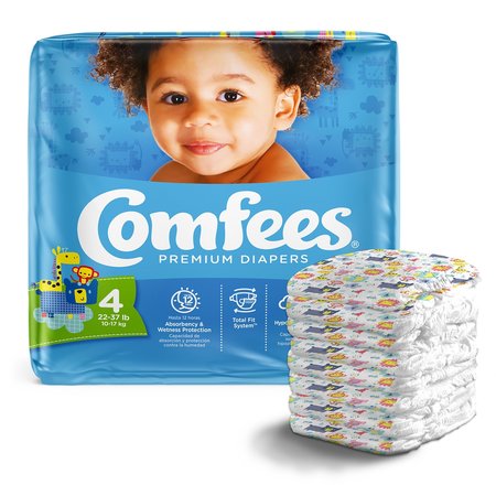 COMFEES Baby Diaper Size 4, 22 to 37 lbs., PK 31 CMF-4